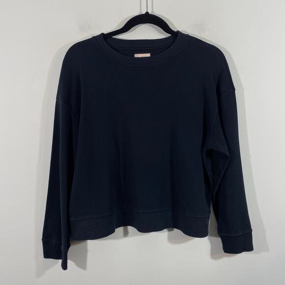 For Days Women's Black Loose Fit Organic Cotton Cropped Sweatshirt Size M - Picture 1 of 8